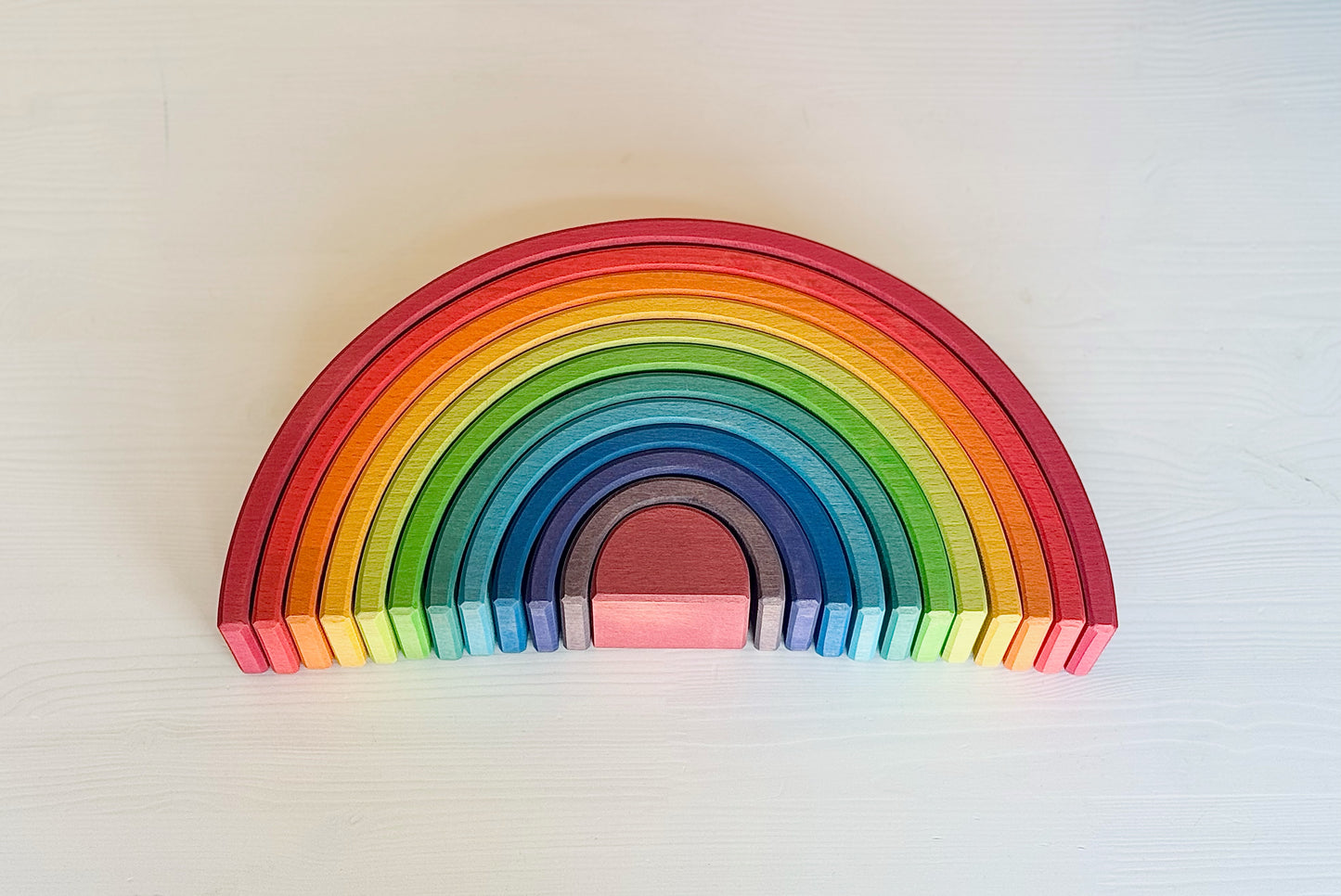 12 Pcs Large Wooden Rainbow Stacker