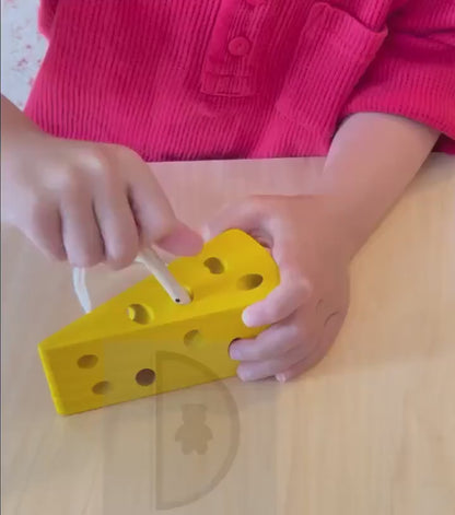 Wooden Cheese Lacing Toy