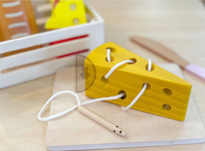 Wooden Cheese Lacing Toy