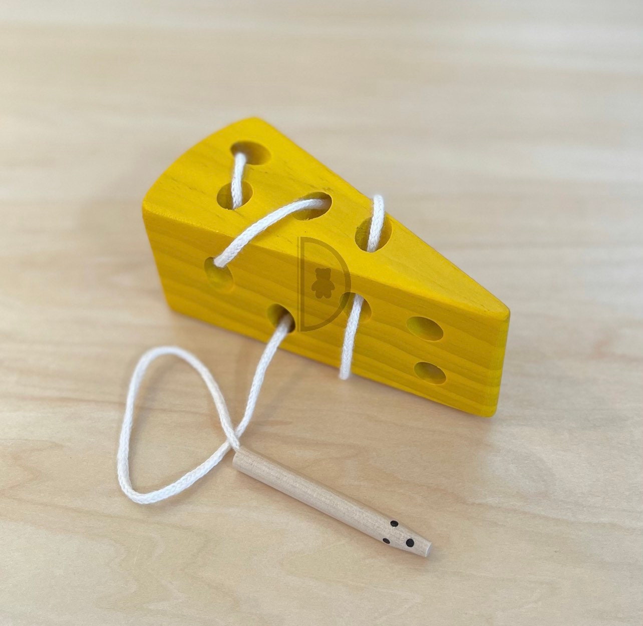 Wooden Cheese Lacing Toy