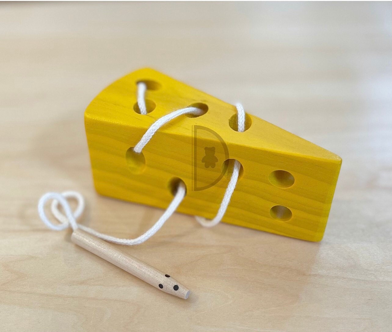 Wooden Cheese Lacing Toy