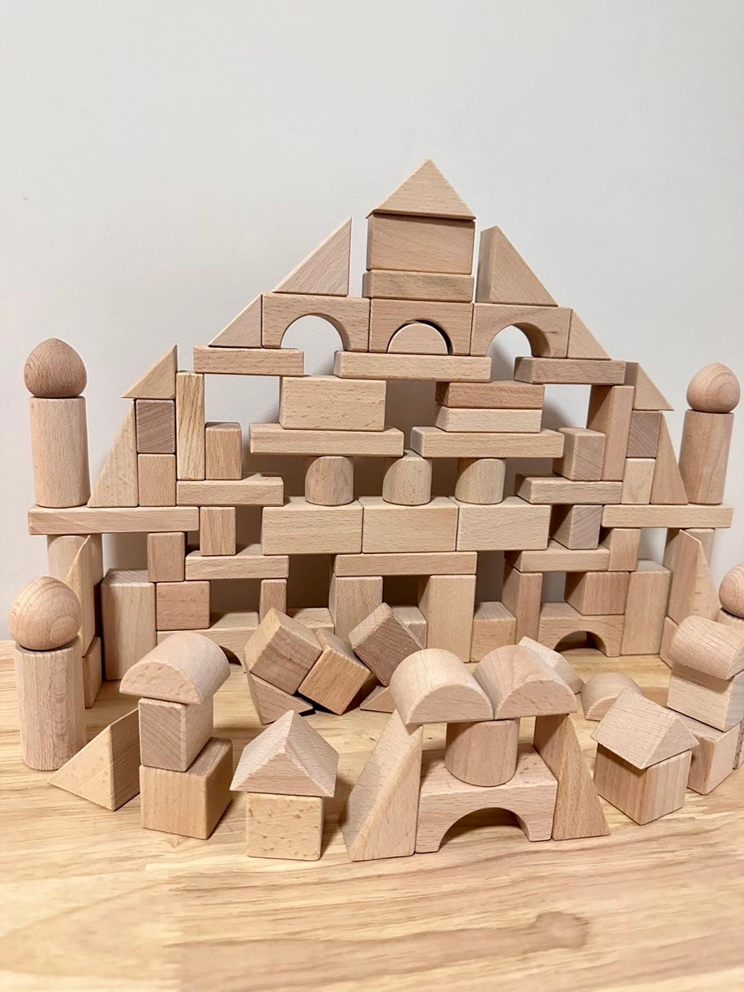 100 Pcs Montessori Wooden Building Blocks